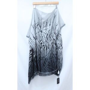 NWT Ronen Chen abstract zebra print rectangular scarf classy grey silk animal